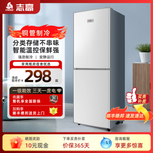 志高双门冰箱小型家用出租房宿舍办公室大容量，电冰箱一级能效节能