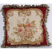 皇宫绒绣沙发靠垫套纯羊毛，十字绣手绣45x45厘米，大号丝绣刺绣枕套