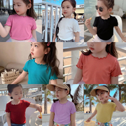 女童休闲冰丝短袖t恤夏季韩版儿童木耳，边上衣女宝宝百搭半袖