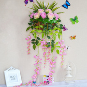创意仿真花套装客厅壁挂花壁挂吊篮玫瑰假花植物墙壁阳台装饰花艺