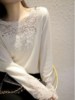 2023年山羊绒打底衫白色女性感，刺绣蕾丝拼接羊绒，羊毛针织衫