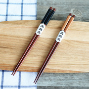 家用金色缠线日式天然实木质筷子防滑红檀尖头纯色黑色铁木筷
