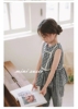 100-145韩系女童黑白格子无袖上衣+裤子（分开拍）