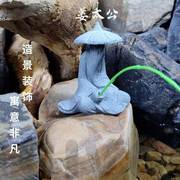 姜太公钓鱼摆件假山盆景流水人物生态，鱼缸造景装饰渔翁微景观工艺