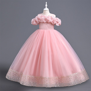 女童礼服公主裙高端童装蓬蓬裙，长款钢琴演出连衣裙儿童礼服裙