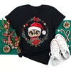 merrychristmas圣诞快乐时尚，猫头鹰动物图案印花女装，t恤女男上衣