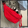 红色休闲斜挎包男士个性胸包学生运动单肩包潮牌情侣款工装腰包潮