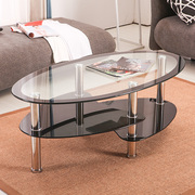 创意小户型茶几简约客厅，钢化玻璃茶几桌现代椭圆形家用桌子不锈钢