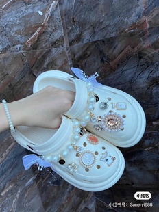 crocs洞洞鞋经典公主风配饰，小香系列鞋扣，diy金属配件重工装饰86