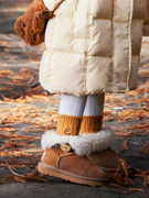 两穿亲子g款|冬季儿童，雪地靴真羊皮毛，一体宝宝靴子女童成人中筒