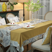 美式田园餐桌布艺现代简约长方形，圆形茶几桌布布艺棉麻风餐桌垫