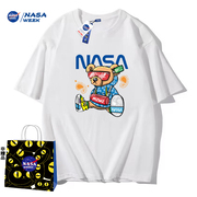 NASA GAME联名款2024纯棉短袖t恤男女潮牌上衣情侣装T恤X