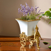 欧式花盆 美式奢华摆件 法式古典家居软装饰品客厅纯铜陶瓷插花器