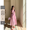 春夏chunxia法式优雅气质红色连衣裙，2023新v领一片式无袖条纹长裙