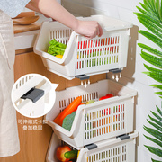 之家物语厨房置物架收纳筐水果，蔬菜整理菜篮子落地多层可叠加滚轮