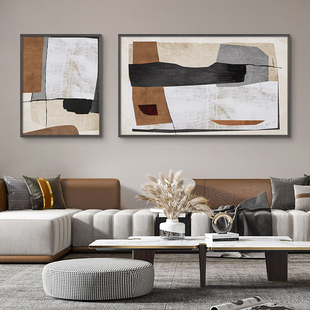 北欧现代抽象客厅装饰画组合侘寂风大尺寸沙发背景墙挂画卧室床头