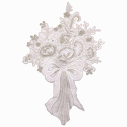 白色蕾丝花朵布贴网纱刺绣，金丝编织贴画珠花贴窗帘，平幔贴花装饰品