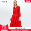 2024春季风衣，中长款女士时尚系带优雅欧美高端大红色流行外套