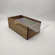 木盒复古色抽拉透明盒子，木质收纳盒复古木盒透明木盒子