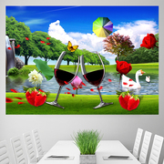 客厅餐厅装饰画3d立体墙贴自粘电闸，箱现代背景墙壁画床头防水卧室
