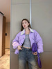 紫色毛领外套女2023年冬季短上衣名媛，小香风时尚气质潮