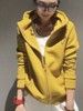 黄色连帽卫衣外套女春季韩版拉链休闲防风保暖气质，短款棒球服上衣