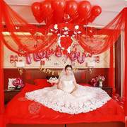 创意婚庆用品婚房布置玫瑰花球卧室，新房中欧式婚礼拉花纱幔装饰
