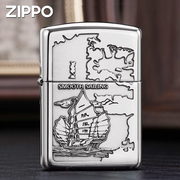 打火机zippo正版纯银精雕一帆风顺-扬帆起航男士高档限量收藏礼
