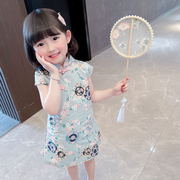 女童旗袍夏季宝宝薄款中国风复古改良短袖裙子，儿童女童连衣裙夏装