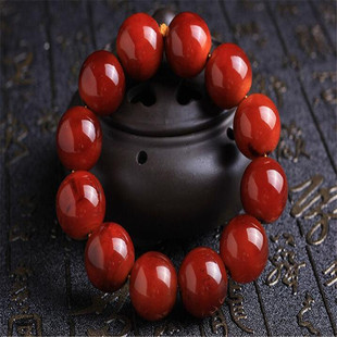 西藏满血牦牛角素珠手串男女款红色圆珠牛角手链念珠佛珠文玩