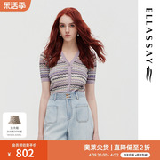 ELLASSAY歌力思夏季舒适百搭波浪条纹针织衫女EWF322M02700