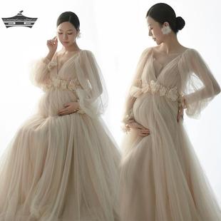 影楼孕妇写真服装孕妈主题婚纱摄影服仙气少女艺术拍照连体裙