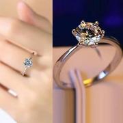 1克拉仿真莫桑石男士(石男士，)925银色戒指，女生钻戒情侣结婚求婚婚礼一对戒