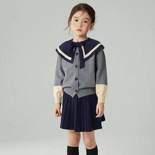 女童秋冬套装2023儿童针织两件套学院风毛衣短裙洋气套裙亲子