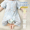 婴儿连体衣夏季薄款开档6个月宝宝衣服空调睡衣，新生儿哈衣爬爬服3