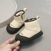 儿童雪地靴女童2023冬季防滑加绒棉鞋男童雪地棉防水宝宝学步靴子
