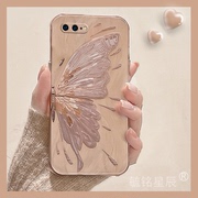 渐变粉色蝴蝶适用苹果8Plus手机壳iPhone7透明se3硅胶se2保护套6防摔的6s艺术5简约5s防摔4小众4s女神ip8