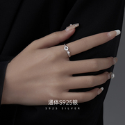 金美澳s925纯银12星座戒指女小众设计锆石，可调节指环巨蟹座食指戒