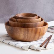 日式平底搅拌碗相思木整木钵大号，木盆木碗米饭碗和面盆水果沙拉碗