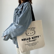 时尚帆布包包女单肩2024学生卡通可爱猫咪超市购物便携布袋包