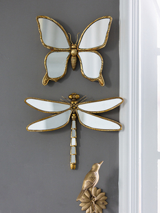 蝴蝶复古装饰镜餐厅背景墙面装饰品挂件法式客厅入门玄关创意壁饰