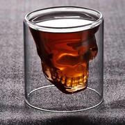 创意酒吧玻璃喝水杯骷髅头杯高硼硅玻璃双层杯啤酒杯个性欧式酒杯