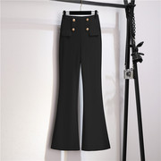 垂感黑色微喇叭裤女2024春夏裤子设计感显瘦高腰修身西装长裤