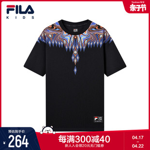 FILA X Marcelo Burlon 斐乐童装男童T恤2022夏季潮儿童短袖