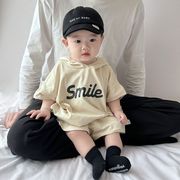 夏季韩版婴儿衣服男童纯棉，短袖宝宝可爱卫衣，两件套装薄款分体夏装