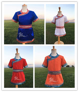 蒙古族儿童夏季服装半袖童装男童蒙古袍民族舞蹈六一演出表演薄款