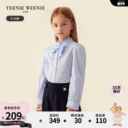 TeenieWeenie Kids小熊童装女童23年款秋季优雅荷叶边条纹衬衫