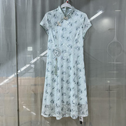 蔚薇by-bl3553商场专卖2024夏时尚(夏时尚，)品质女装新中式国风刺绣连衣裙