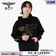 哥谭噩梦BOYLONDON秋冬情侣款长袖植绒烫金连帽卫衣N04010