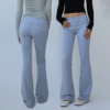 Audwyn微喇裤女2023复古修身弹力设计感烫低腰显瘦舒适休闲长裤